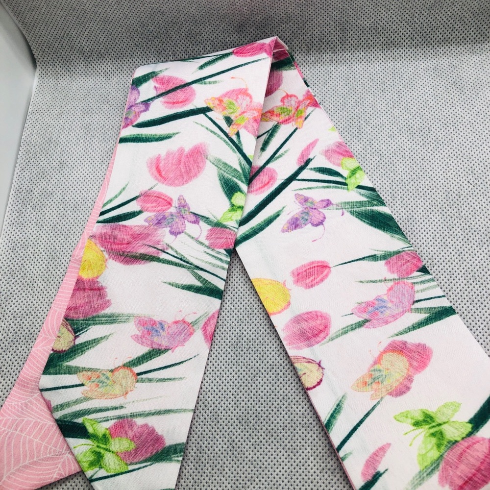 Floral Scarf with Pink and Green Accents